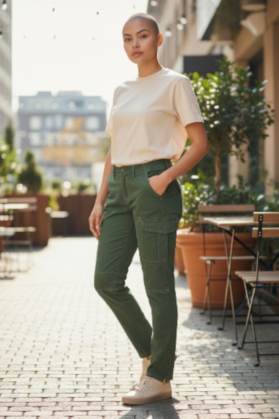 Free People Women's Cargo Pants Color: Army Green Size: 29 Waist